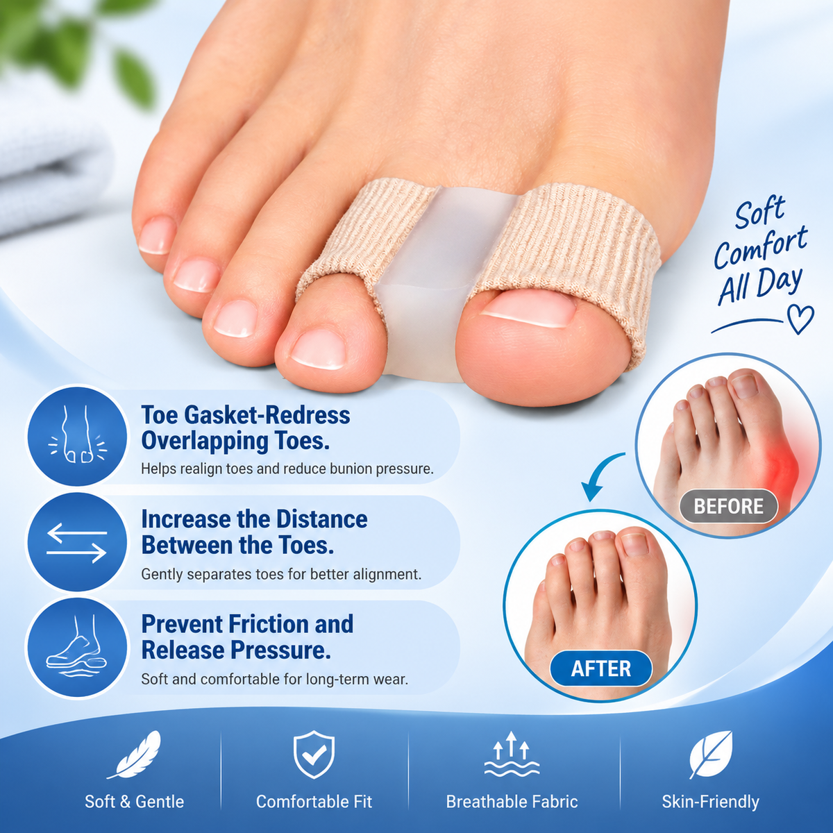 Soft Gel Bunion Corrector & Toe Spacer