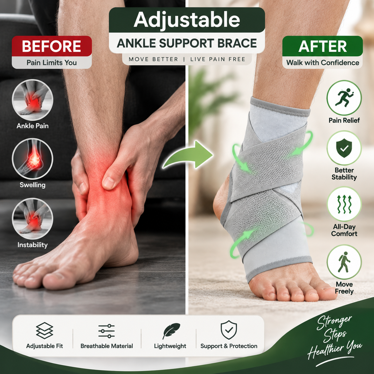 Adjustable Ankle Support Brace