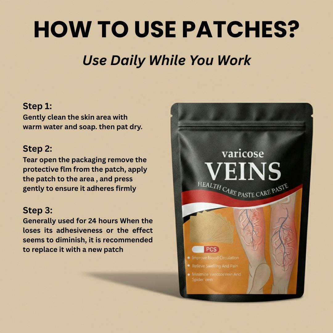 Kenko Varicose Vein Patches | Natural Herbal Therapy for Swelling, Fatigue & Vein Health