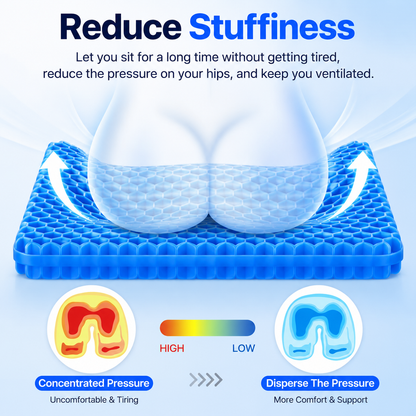 3-in-1 Breathable Gel Comfort Cushion - Long Sitting Support & Pressure Relief