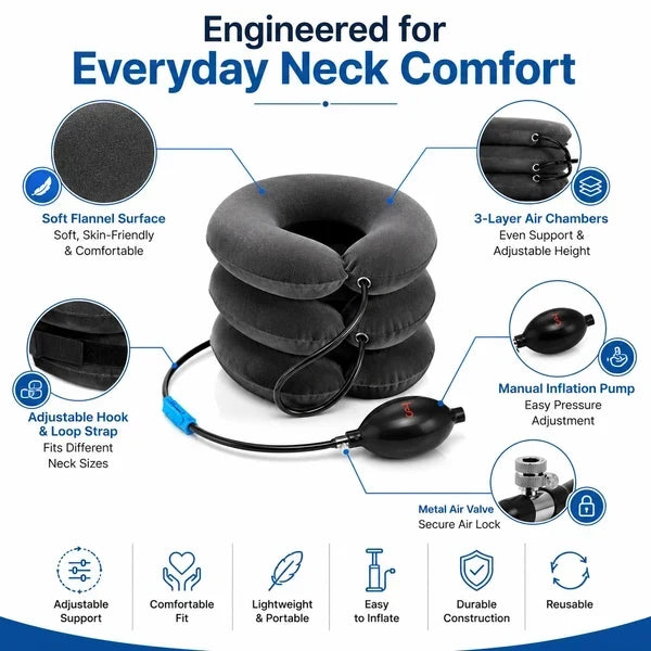Cervical Spine Traction Neck Pillow – Adjustable Inflatable Neck Support Collar