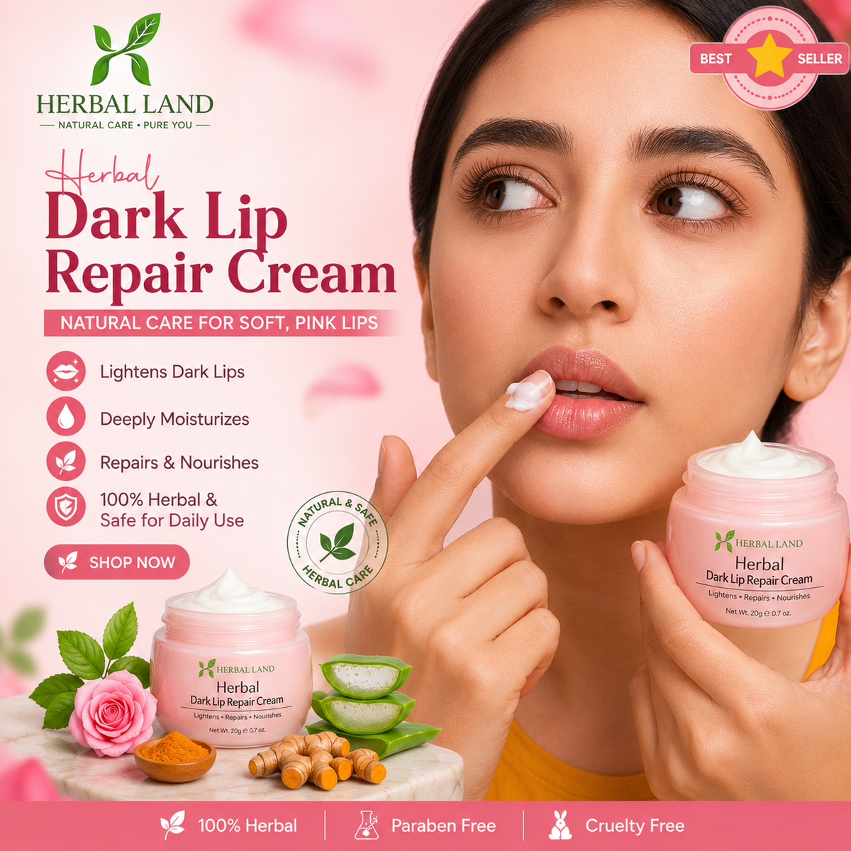 Herbal Dark Lip Repair Cream – Natural Care for Soft & Beautiful Lips