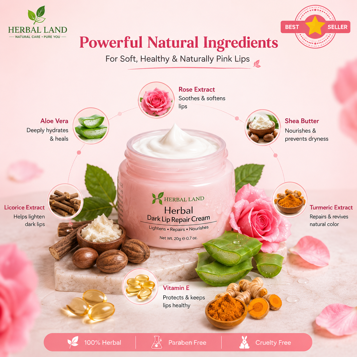Herbal Dark Lip Repair Cream – Natural Care for Soft & Beautiful Lips