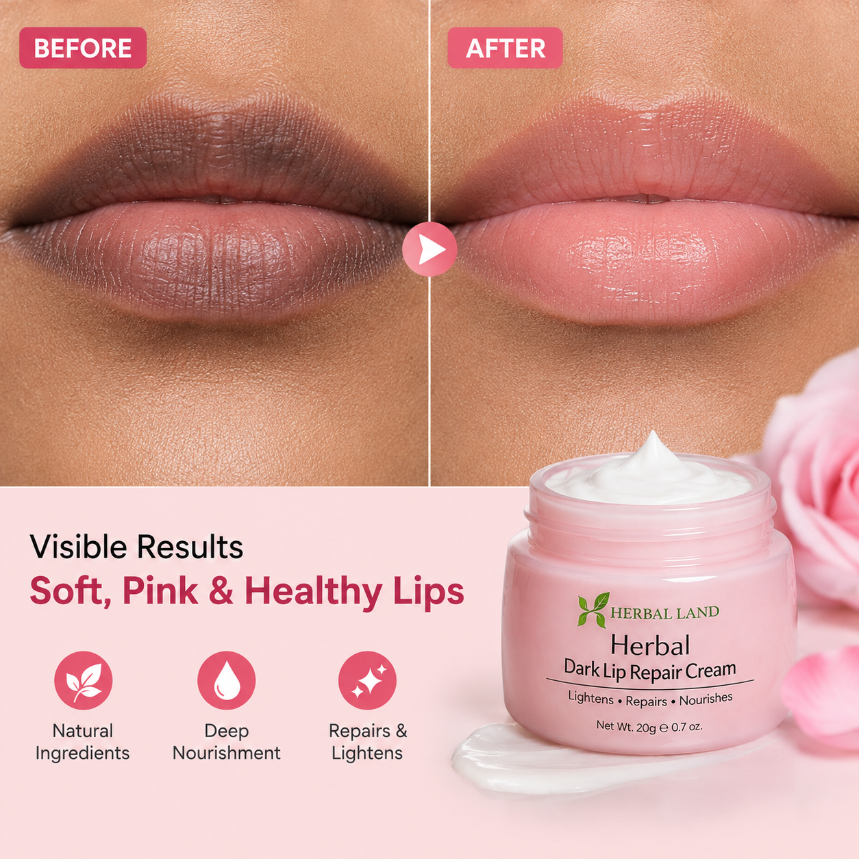 Herbal Dark Lip Repair Cream – Natural Care for Soft & Beautiful Lips
