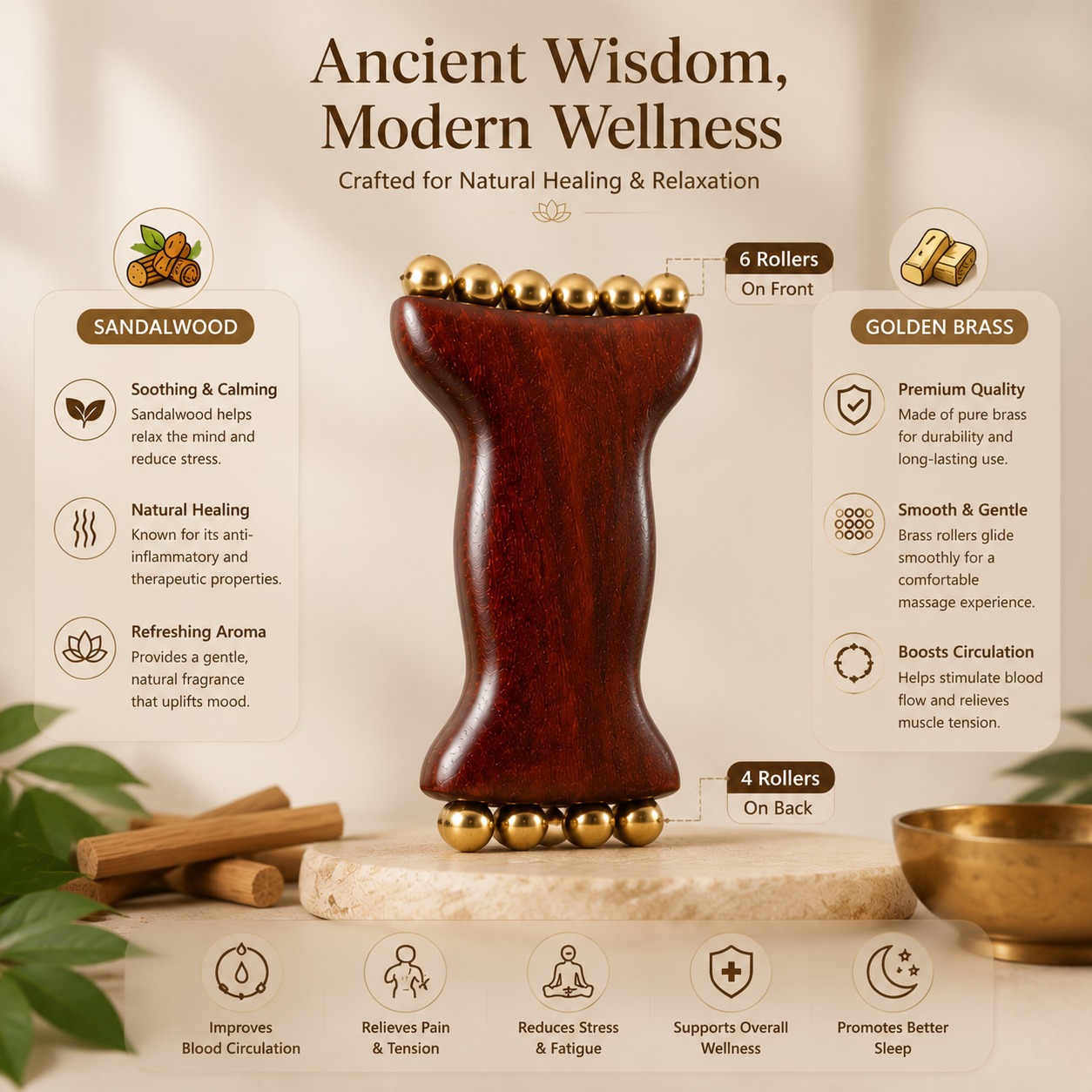 Sandalwood Kansa Brass Body Massager