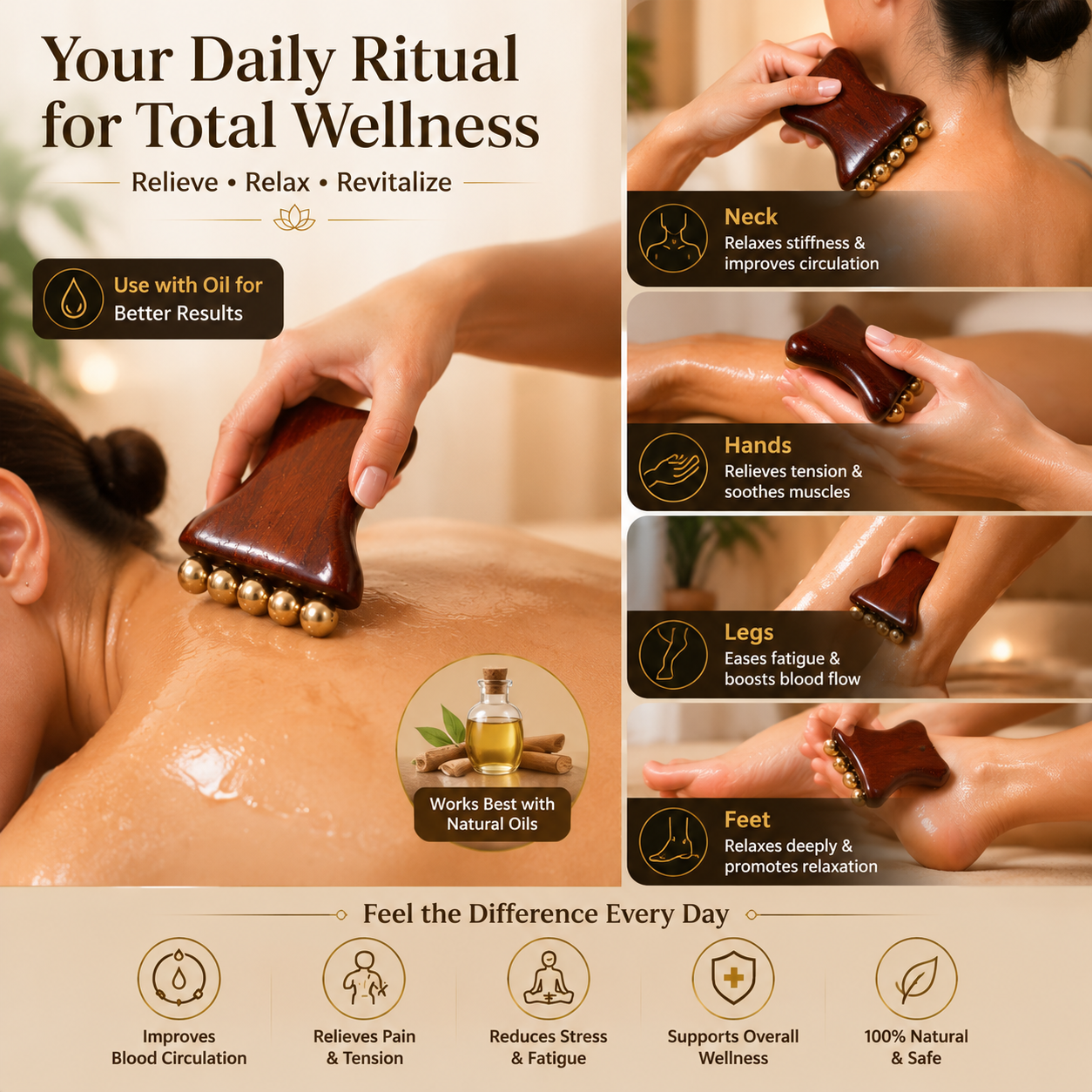 Sandalwood Kansa Brass Body Massager