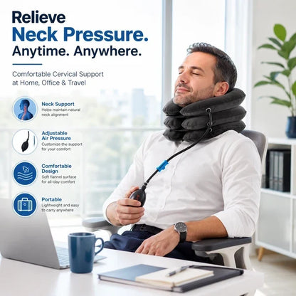 Cervical Spine Traction Neck Pillow – Adjustable Inflatable Neck Support Collar