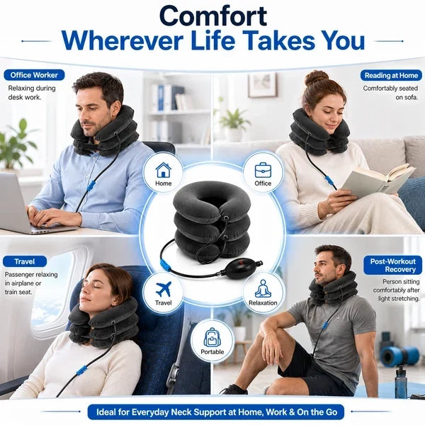 Cervical Spine Traction Neck Pillow – Adjustable Inflatable Neck Support Collar