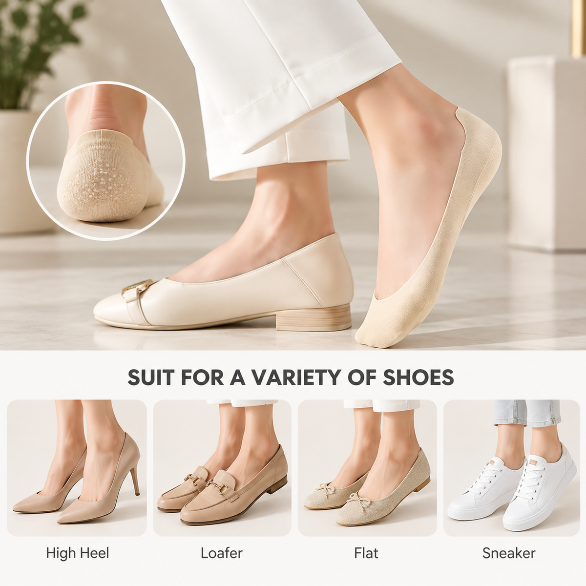 3-in-1 Orthopedic Invisible Socks – Anti-Odour, Breathable & Anti-Slip