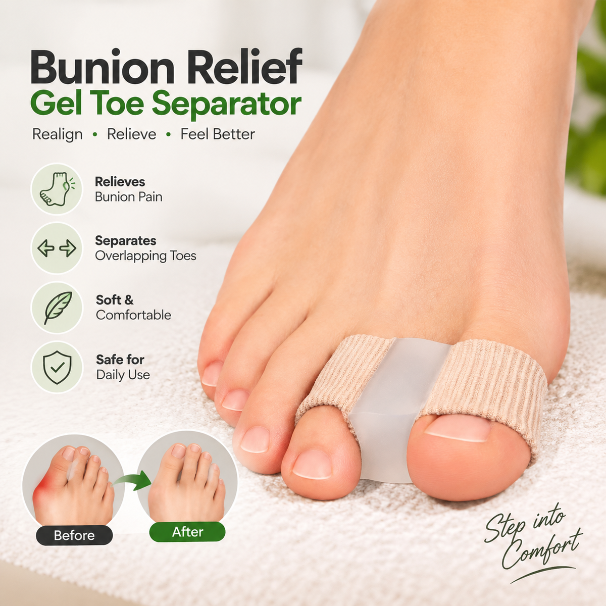 Soft Gel Bunion Corrector & Toe Spacer
