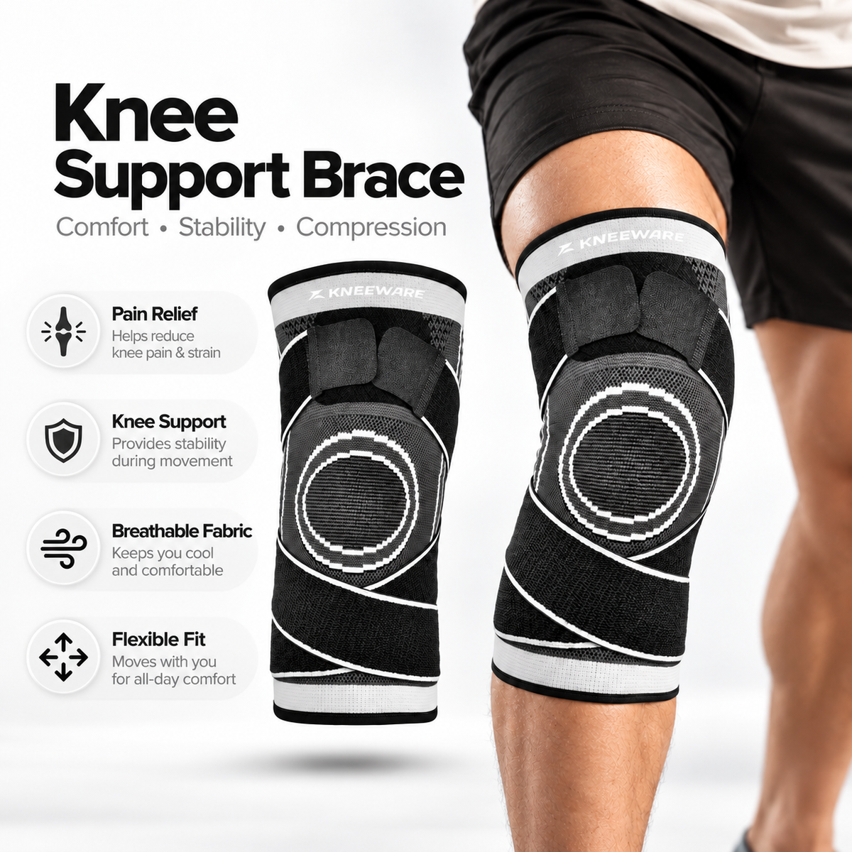 Herballand Knee Relief Pro™ - Adjustable Knee Support Brace