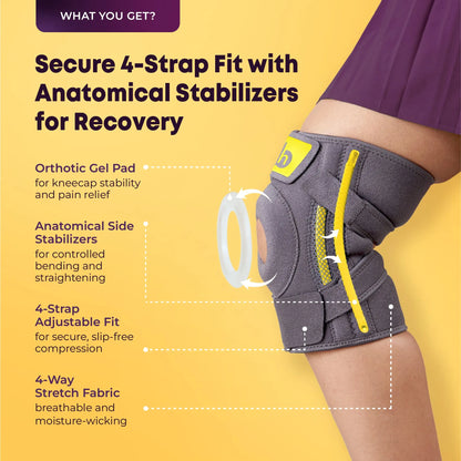 Adjustable 4-Strap Knee Brace with Stabilizers